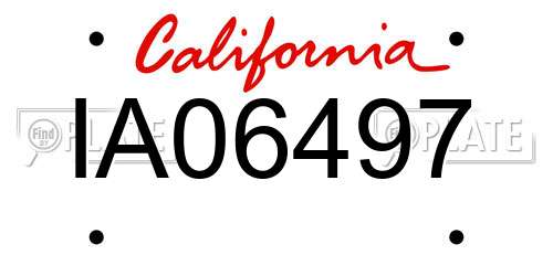 IA06497 California License Plate