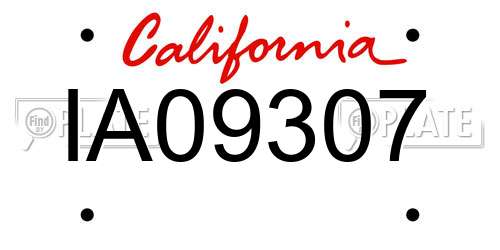 IA09307 California License Plate