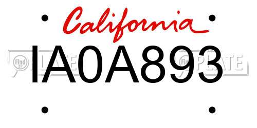 IA0A893 California License Plate