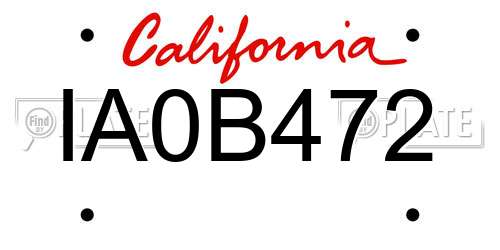 IA0B472 California License Plate