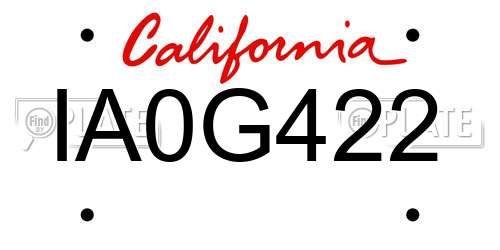 IA0G422 California License Plate