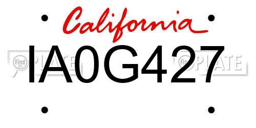 IA0G427 California License Plate
