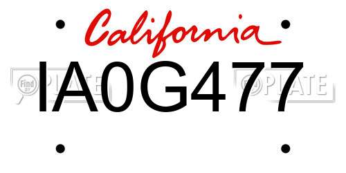 IA0G477 California License Plate