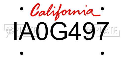 IA0G497 California License Plate