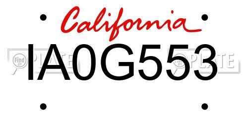 IA0G553 California License Plate