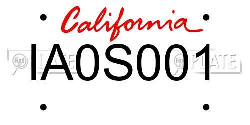 IA0S001 California License Plate