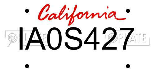 IA0S427 California License Plate