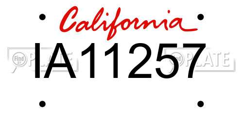 IA11257 California License Plate