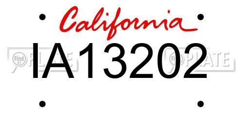 IA13202 California License Plate