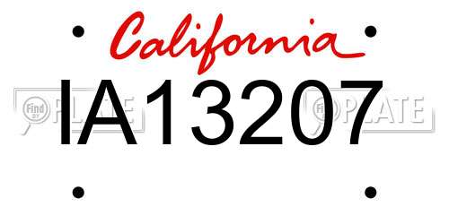 IA13207 California License Plate
