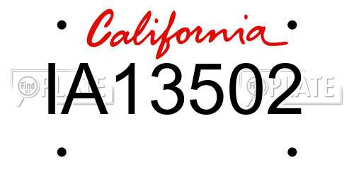 IA13502 California License Plate