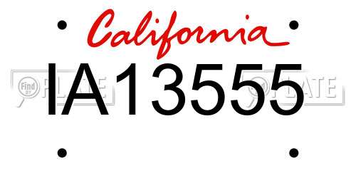 IA13555 California License Plate
