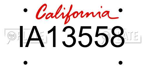 IA13558 California License Plate