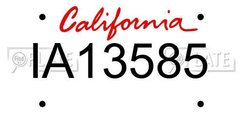 IA13585 California License Plate