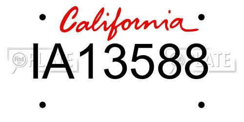 IA13588 California License Plate