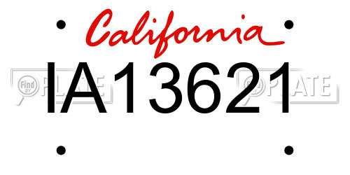 IA13621 California License Plate