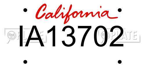 IA13702 California License Plate