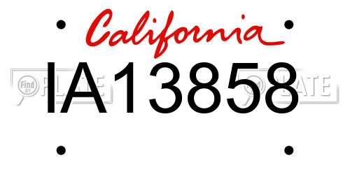 IA13858 California License Plate