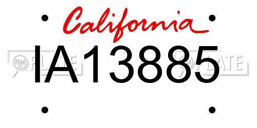IA13885 California License Plate
