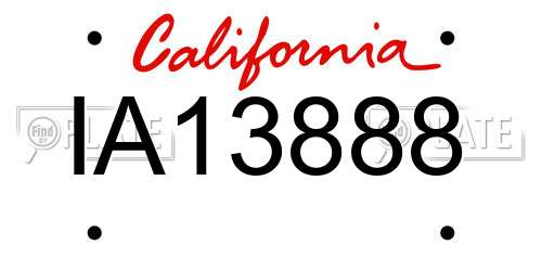 IA13888 California License Plate