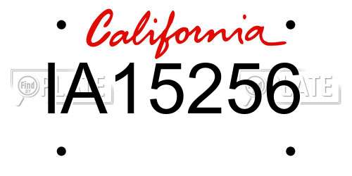 IA15256 California License Plate