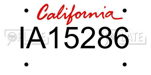 IA15286 California License Plate