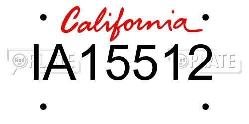 IA15512 California License Plate