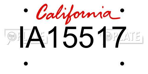 IA15517 California License Plate