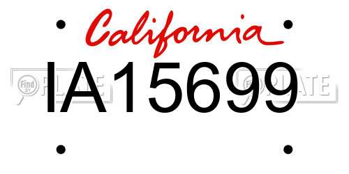 IA15699 California License Plate