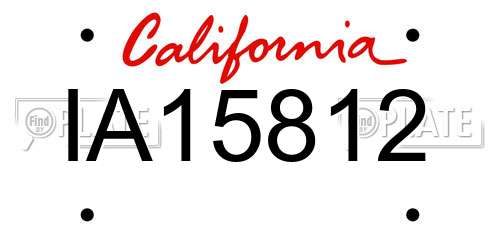 IA15812 California License Plate