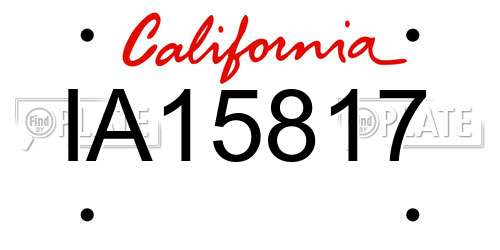 IA15817 California License Plate