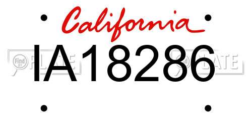 IA18286 California License Plate
