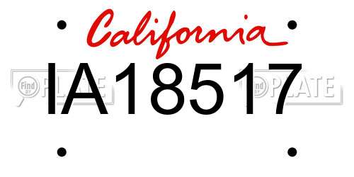 IA18517 California License Plate