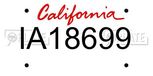 IA18699 California License Plate