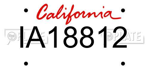 IA18812 California License Plate