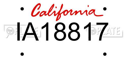 IA18817 California License Plate