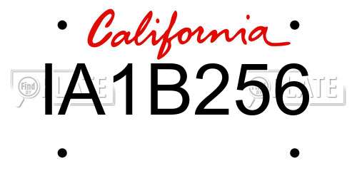 IA1B256 California License Plate