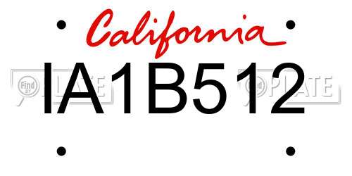 IA1B512 California License Plate