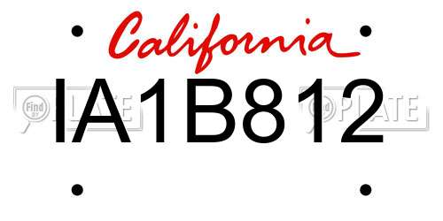 IA1B812 California License Plate