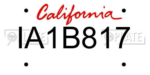 IA1B817 California License Plate