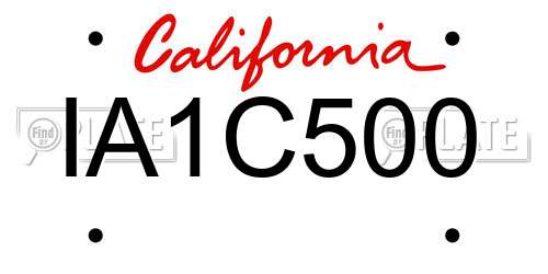 IA1C500 California License Plate
