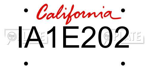 IA1E202 California License Plate