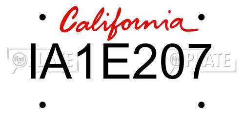IA1E207 California License Plate