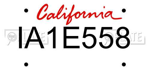 IA1E558 California License Plate