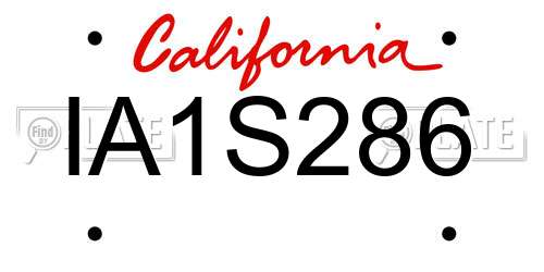 IA1S286 California License Plate