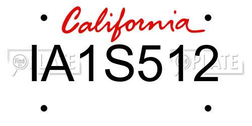 IA1S512 California License Plate