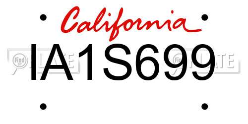 IA1S699 California License Plate