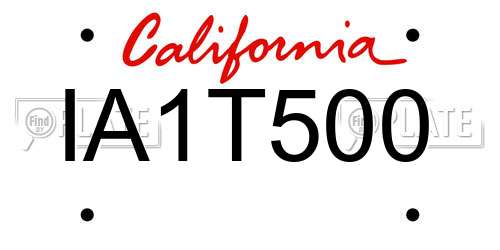 IA1T500 California License Plate