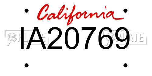 IA20769 California License Plate