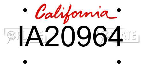 IA20964 California License Plate
